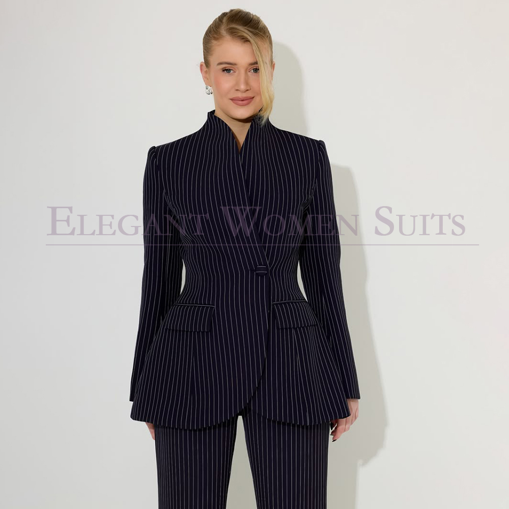 Men Formal Wear All Black - ชุดสูทผู้ชายลายทางสีดำ ชุดทางการ กระดุมเดี่ยว ทรงเข้ารูป ชุดสูทแขนยาว 2