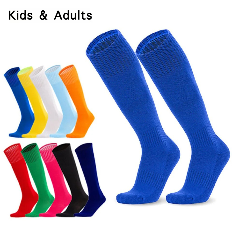 Sock Garter Men - ถุงเท้ากีฬาฟุตบอล Loogdeel ถุงเท้ายาวถึงเข่า ผ้าฝ้าย สีพื้น สำหรับเด็ก