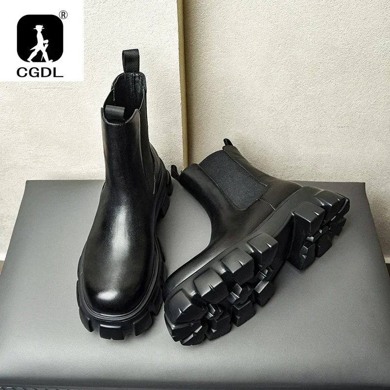 Men Formal Wear With Boots - บูทหุ้มข้อหนังแท้ของผู้ชาย, รองเท้าบูทหุ้มข้อสไตล์วินเทจผู้ชายแฟชั่นสูงรองเท้าชุดเดรสรองเท้าบูทเชลซีลำลอง