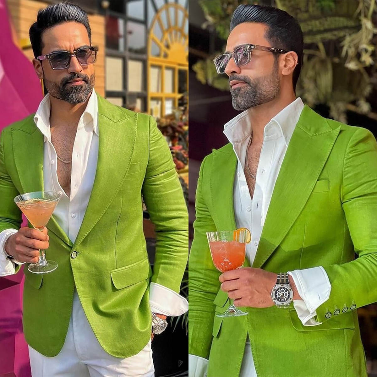 Men Formal Wear Modern - ชุดทักซิโด้เจ้าบ่าวสีเขียวสุดหล่อ ตัดเย็บตามสั่ง ปกแหลม แจ็คเก็ตสำหรับงานทางการ ธุรกิจ งานเลี้ยงวันเกิด