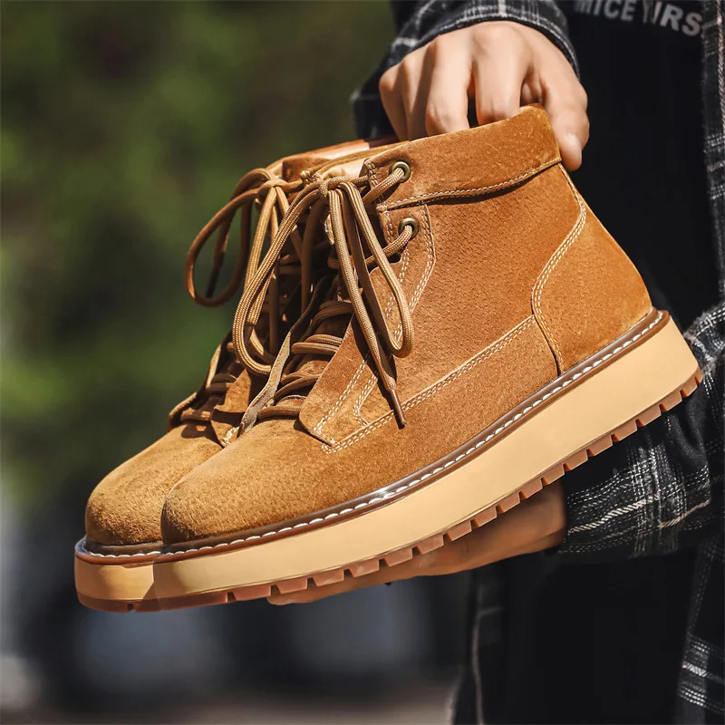 Men Formal Wear With Boots - รองเท้าบูทหนังวัวแท้ทำมือสำหรับผู้ชาย สไตล์ลำลอง สำหรับฤดูใบไม้ร่วงและฤดูหนาว เพิ่มความสูง แบบมีส้น สำหรับขี่มอเตอร์ไซค์