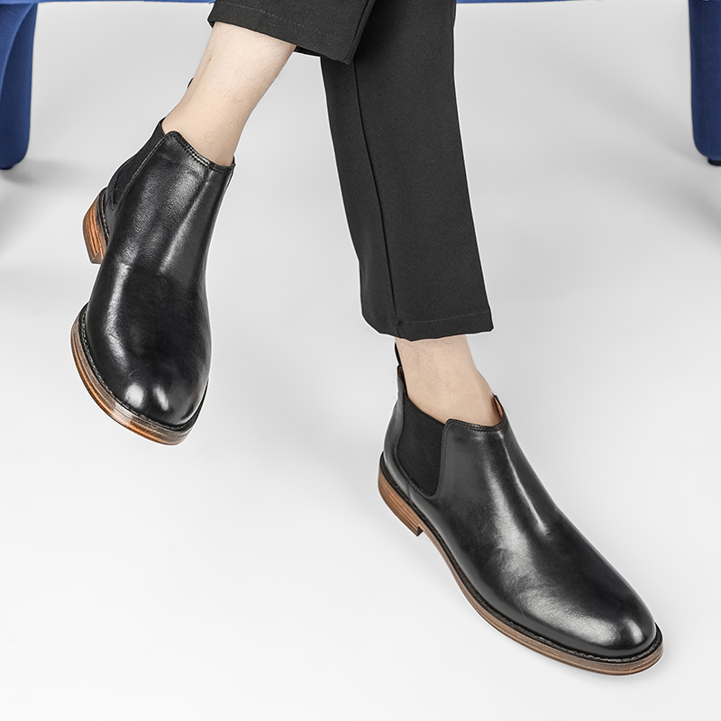 Men Formal Wear With Boots - ผู้ชายธุรกิจแฟชั่นรองเท้าหนังแท้รองเท้าเชลซีผู้ชายสวมใส่อย่างเป็นทางการรองเท้าหนังคุณภาพสูง Botas Masculinas