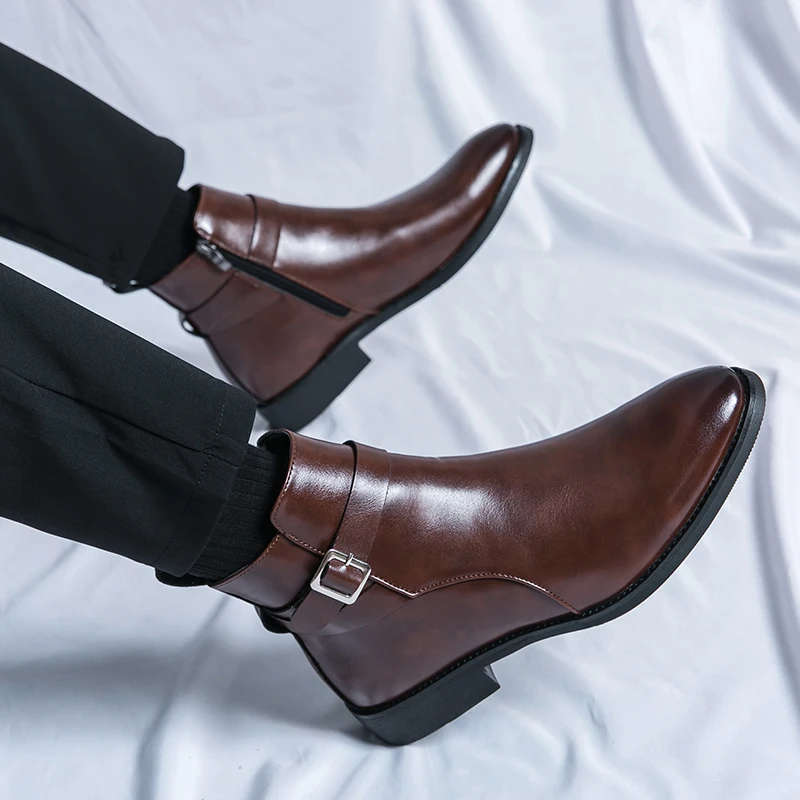 แฟชั่นผู้ชายชี้รองเท้าหนังอังก - Men Formal Wear With Boots บทวิจารณ์และราคา