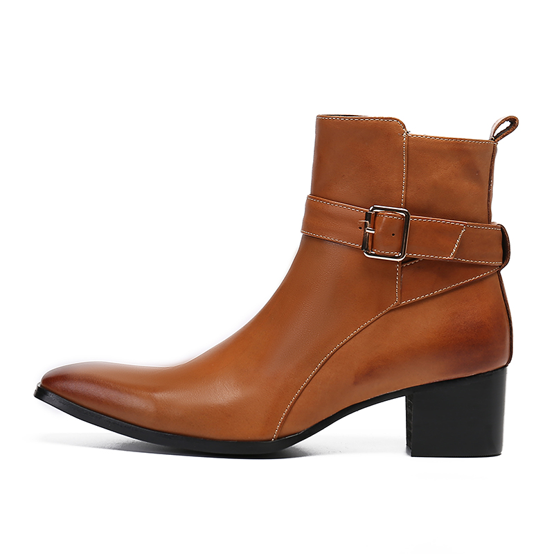ฤดูหนาวสีน้ําตาลหัวเข็มขัดชี้ผ - Men Formal Wear With Boots บทวิจารณ์และราคา