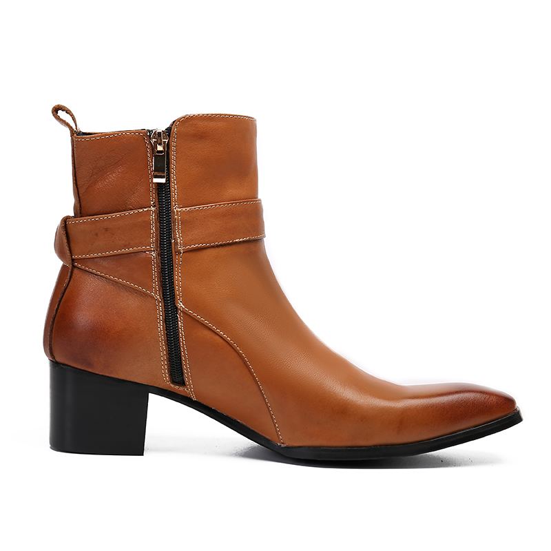 ฤดูหนาวสีน้ําตาลหัวเข็มขัดชี้ผ - Men Formal Wear With Boots บทวิจารณ์และราคา