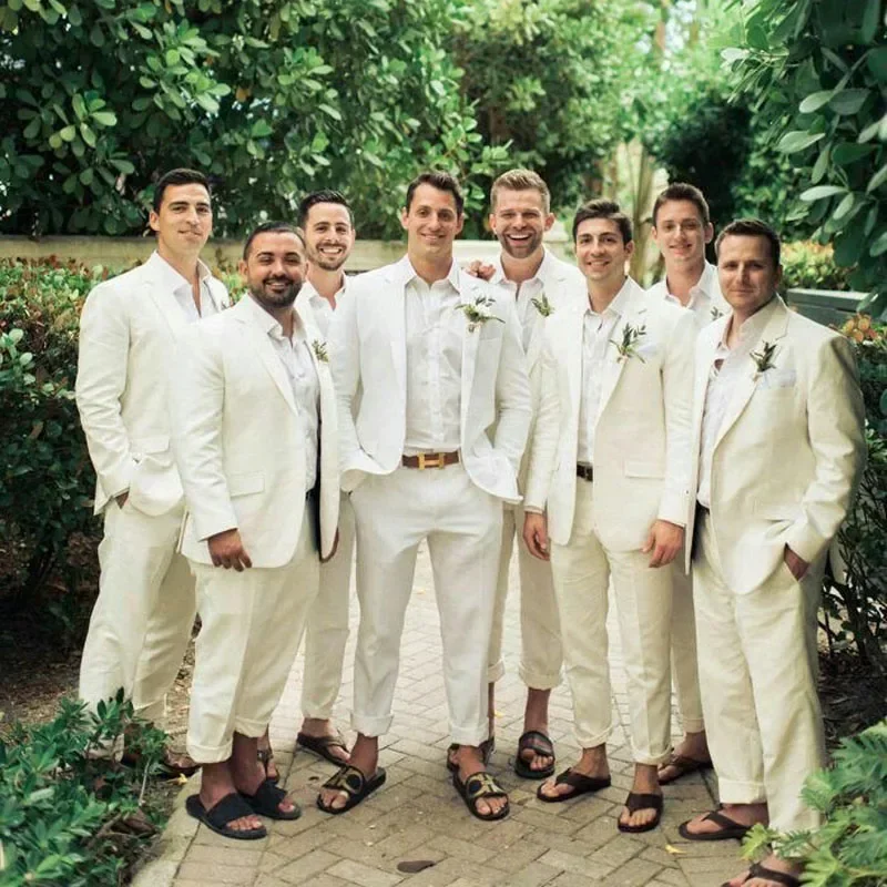 ผ้าลินินงานแต่งงาน Tuxedo สําห - Men Formal Wear Modern บทวิจารณ์และราคา