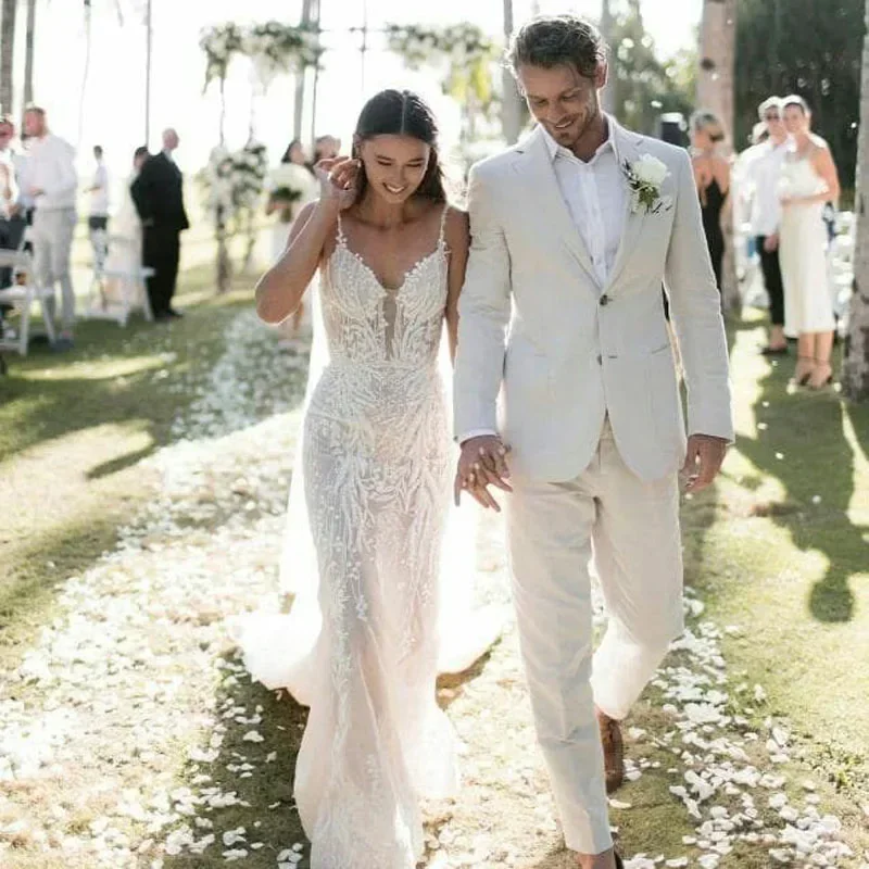 ผ้าลินินงานแต่งงาน Tuxedo สําห - Men Formal Wear Modern บทวิจารณ์และราคา
