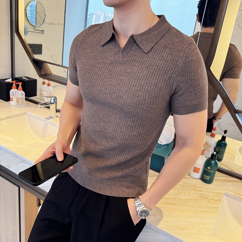 เสื้อสเวตเตอร์ถัก Jacquard ปกโ - Men Formal Wear Modern บทวิจารณ์และราคา