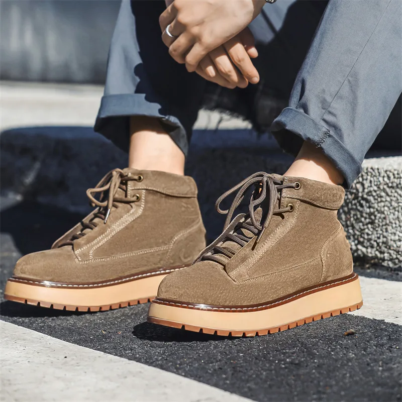 รองเท้าบูทหนังวัวแท้ทำมือสำหรั - Men Formal Wear With Boots บทวิจารณ์และราคา