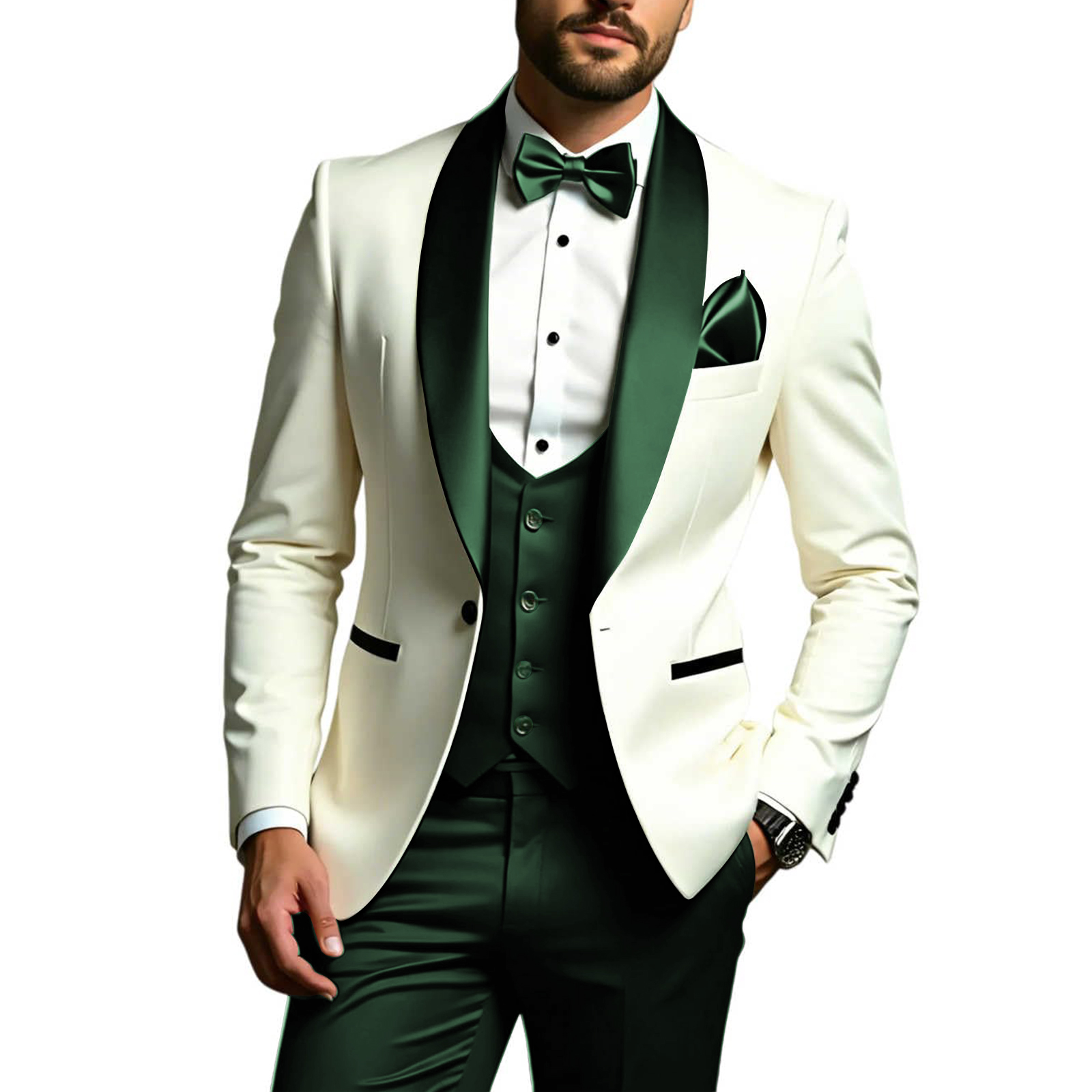 ชุดสูทผู้ชาย 3 ชิ้น ทรงเข้ารูป - Men Formal Wear Modern บทวิจารณ์และราคา